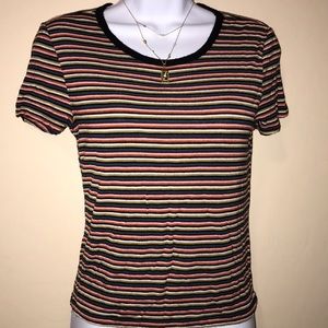 Forever 21 Multi Colored Striped T-shirt